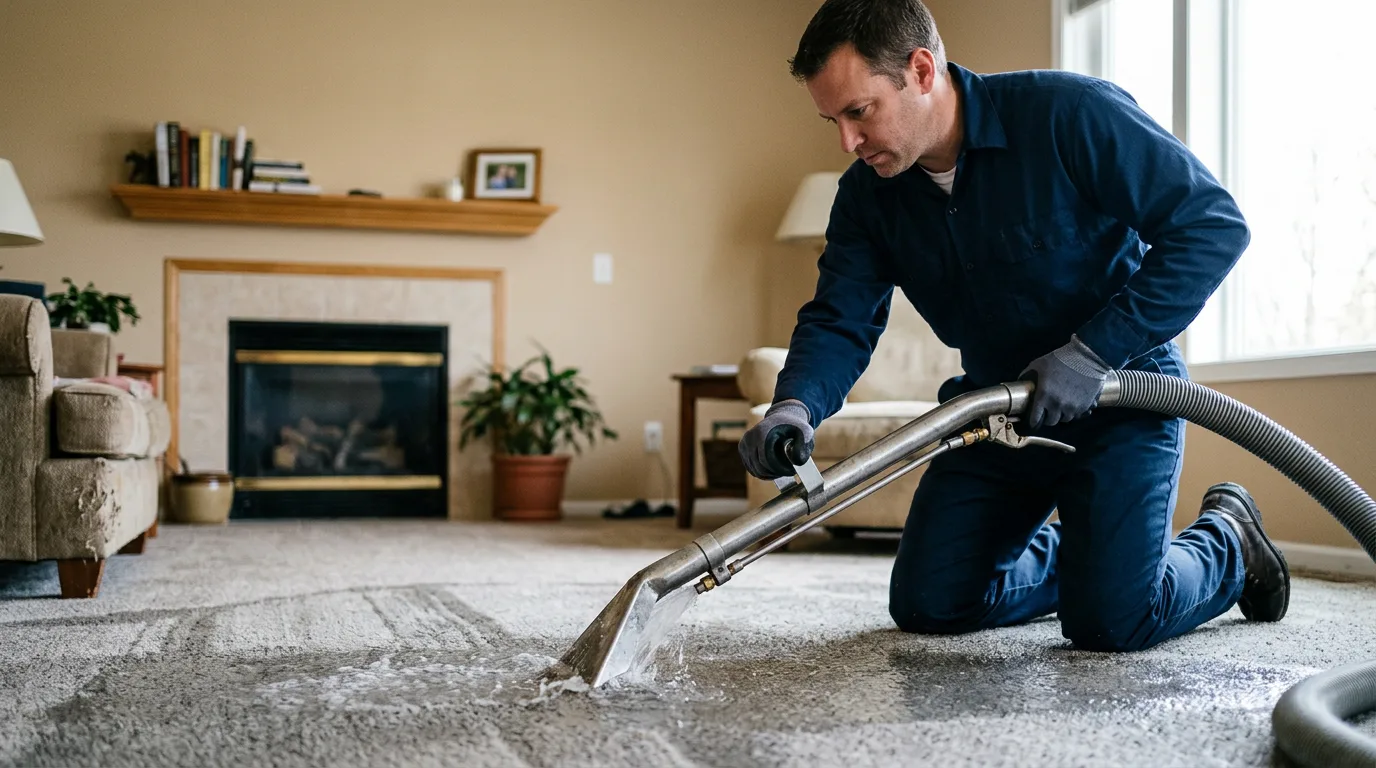 Water damage restoration technician working near Edwardsport, IN